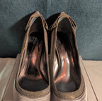J Renee Silver Sparkly Bow Pumps 8.5 M Pointed Toe Metallic Satin