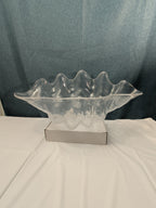 Large Acrylic Clam Shell Serving Bowl 18" Wavy Scalloped Beach House Centerpiece