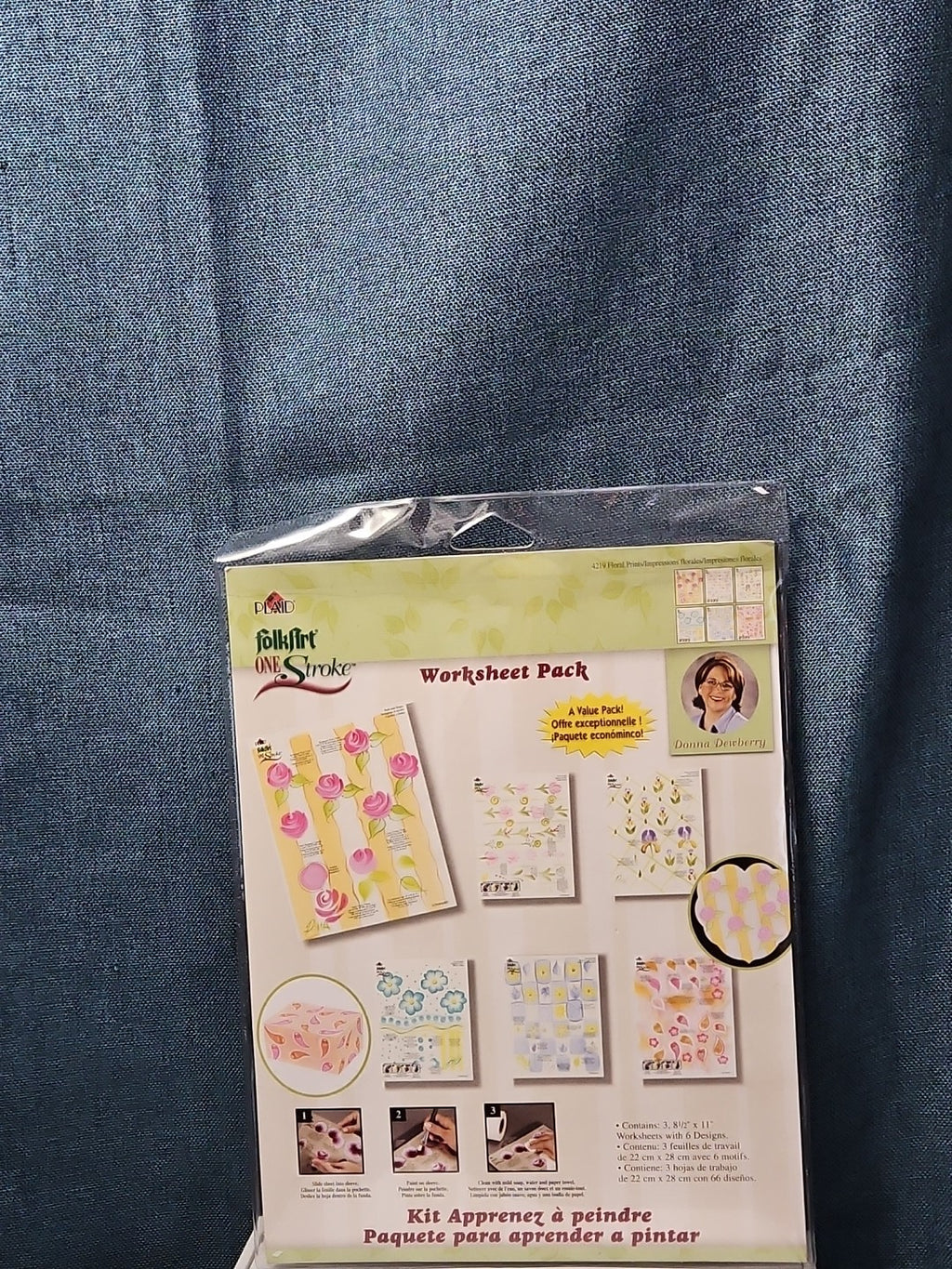 Set of 3 FolkArt One Stroke Painting Worksheet Packs | Flowers #4219 | Reusable