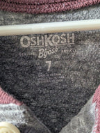 OshKosh B'gosh Boys Shirt Size 7 Henley Raglan Gray Maroon Varsity Stripe