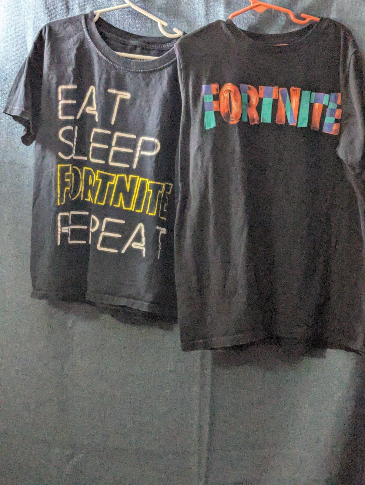 Set Of 2 Fortnite Boys T-Shirts Size L (10-12) Black Graphic Tees Gamer Shirts