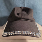 Black Rhinestone Trim Baseball Cap Peng Yuan