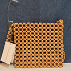 Faithfull The Brand Beaded Clutch Wood Boho Summer Bag NWT FFA056