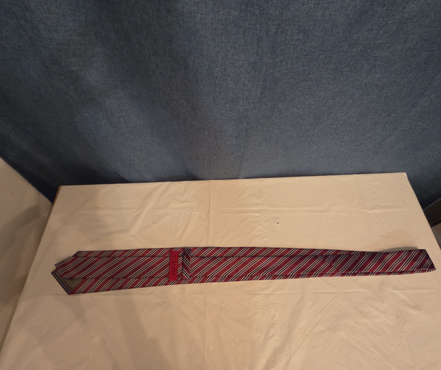Bergamo New York Tie Burgundy Red Silver Striped Mens Silk Necktie Regimental