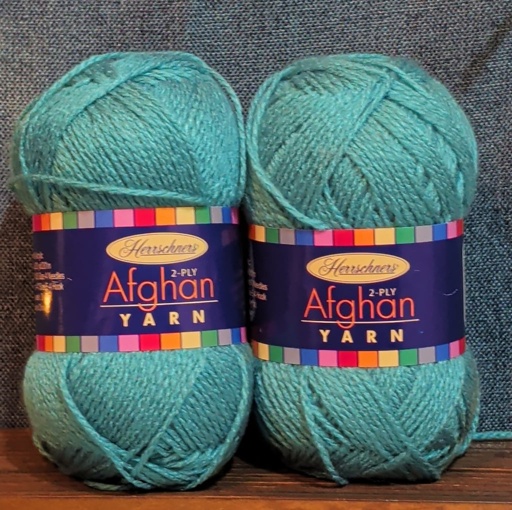 Herrschners Afghan Yarn 2 Ply Teal Acrylic 2 Skein Lot 0036