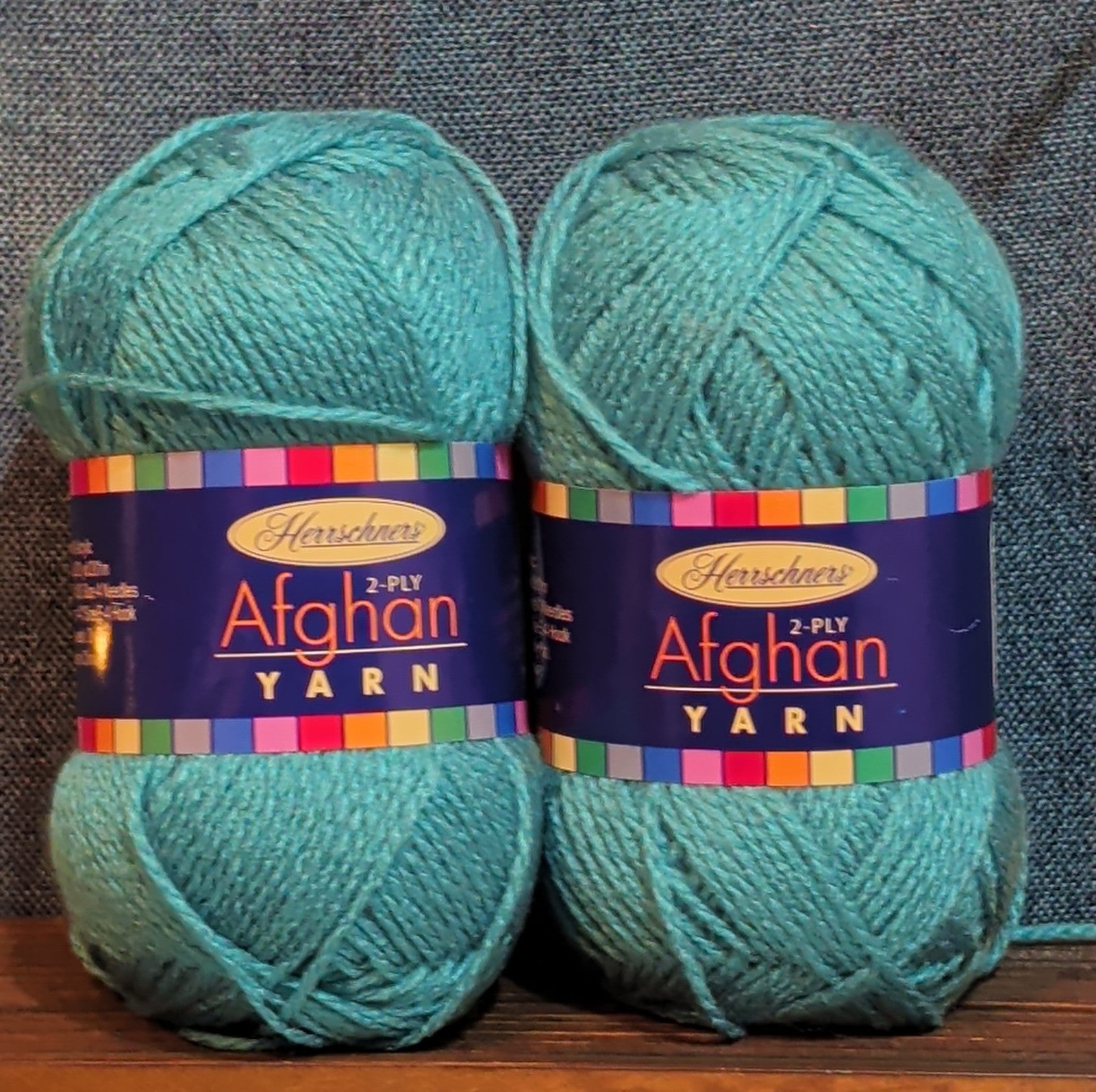 Herrschners Afghan Yarn 2 Ply Teal Acrylic 2 Skein Lot 0036