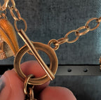 High Heel Shoe Pendant Necklace Gold Tone Rhinestone Y2K