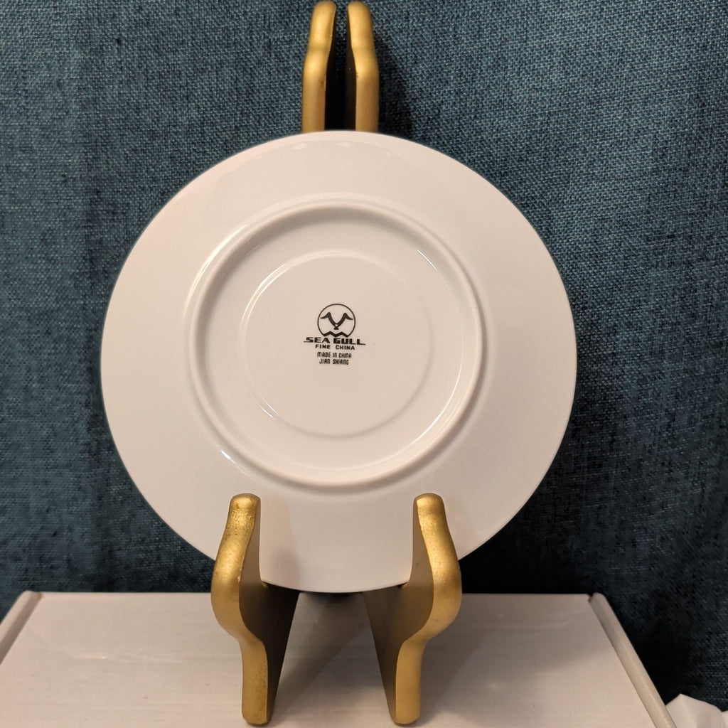 Set of 4 Sea Gull Fine China Saucers 6" | Jian Shang Gold Trim | Replacement