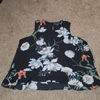 Simply Styled Sears Floral Sleeveless Blouse Tiered Top L