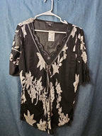 NWT Appointments 1X Whimsigoth Blouse Black Mesh Floral Fairycore Y2K Ring Top