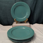 Set of 4 Royal Norfolk Dinner Plates Turquoise Teal Blue Scrolls Rim 10.5"