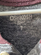 OshKosh B'gosh Boys Shirt Size 7 Henley Raglan Gray Maroon Varsity Stripe