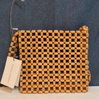 Faithfull The Brand Beaded Clutch Wood Boho Summer Bag NWT FFA056