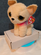 Ty Beanie Boos Chewey Chihuahua Rainbow Collar Gold Glitter Eyes 6" Plush