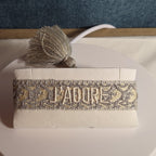 J'Adore Woven Friendship Bracelet Grey Tassel Designer Inspired