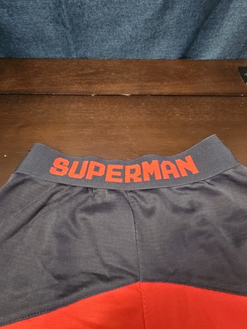 DC Comics Superman Boys Athletic Shorts Size S 6/7 Grey Red Mesh Gym Shorts