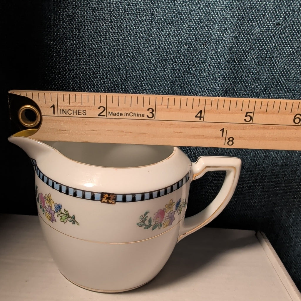 Vintage Noritake Sheridan Creamer Pitcher Art Deco Floral 1920s Gold Japan 3"