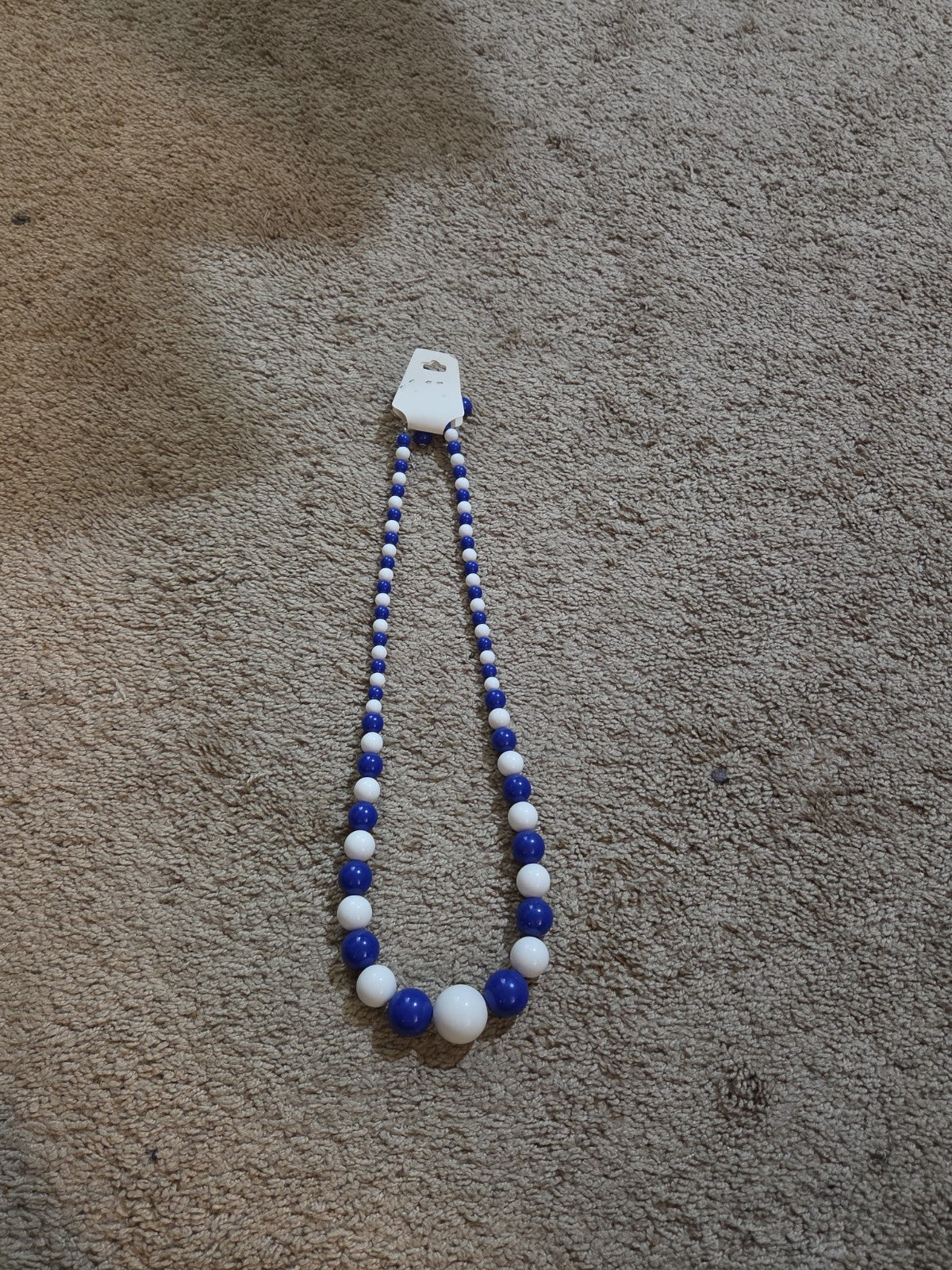 Chunky Bubblegum Bead Necklace Earring Set Blue White Retro
