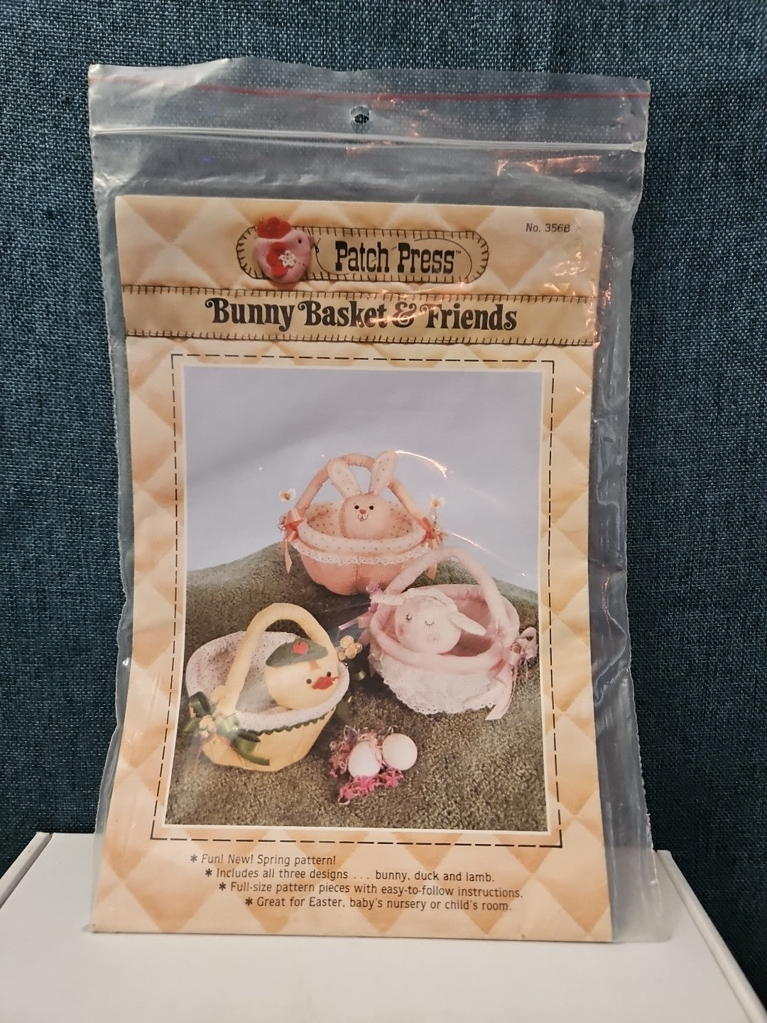 Vintage 1982 Patch Press Pattern 356B| Bunny Basket & Friends