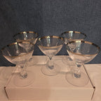Tiffin Franciscan Brookmar Platinum Rim Champagne Coupe Sherbet Glass Set of 5