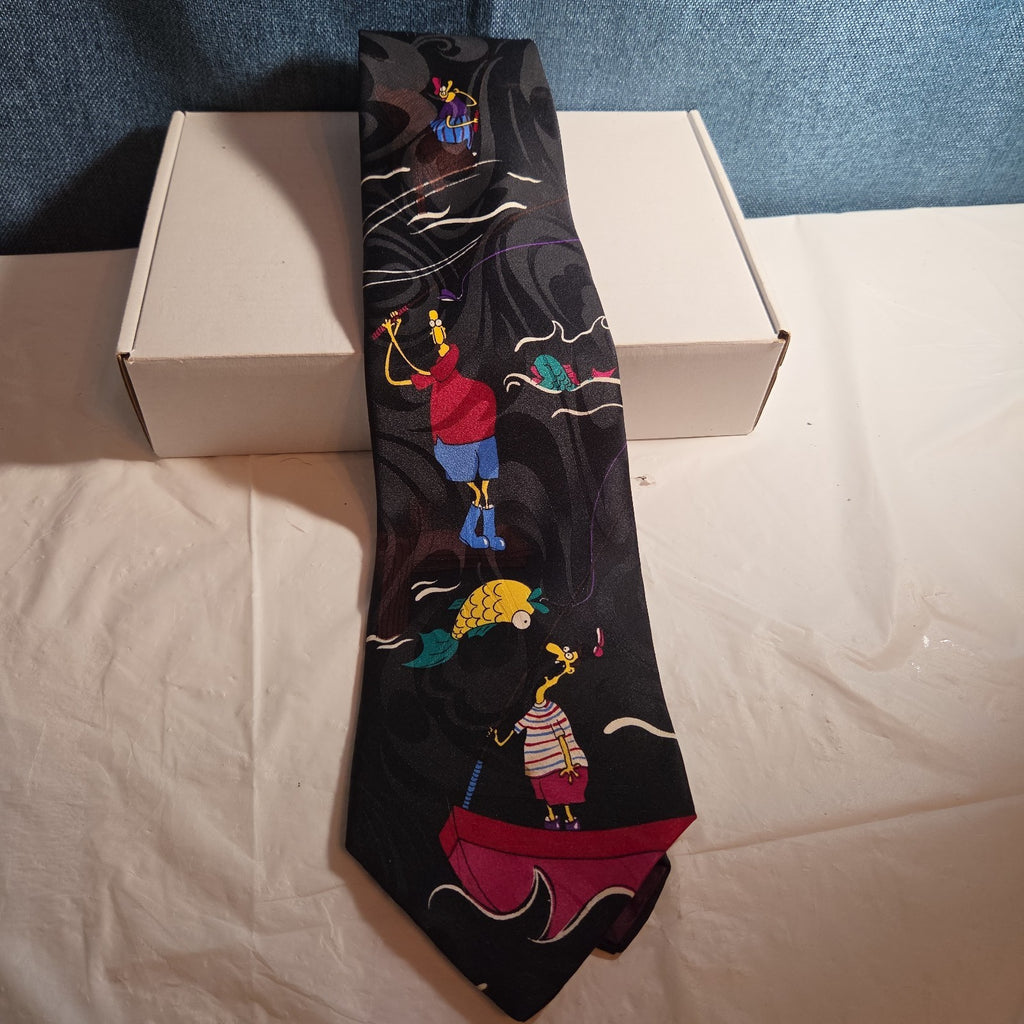Vintage 90s Hallmark Fishing Tie The Big Catch SpecialTies Men Novelty Polyester