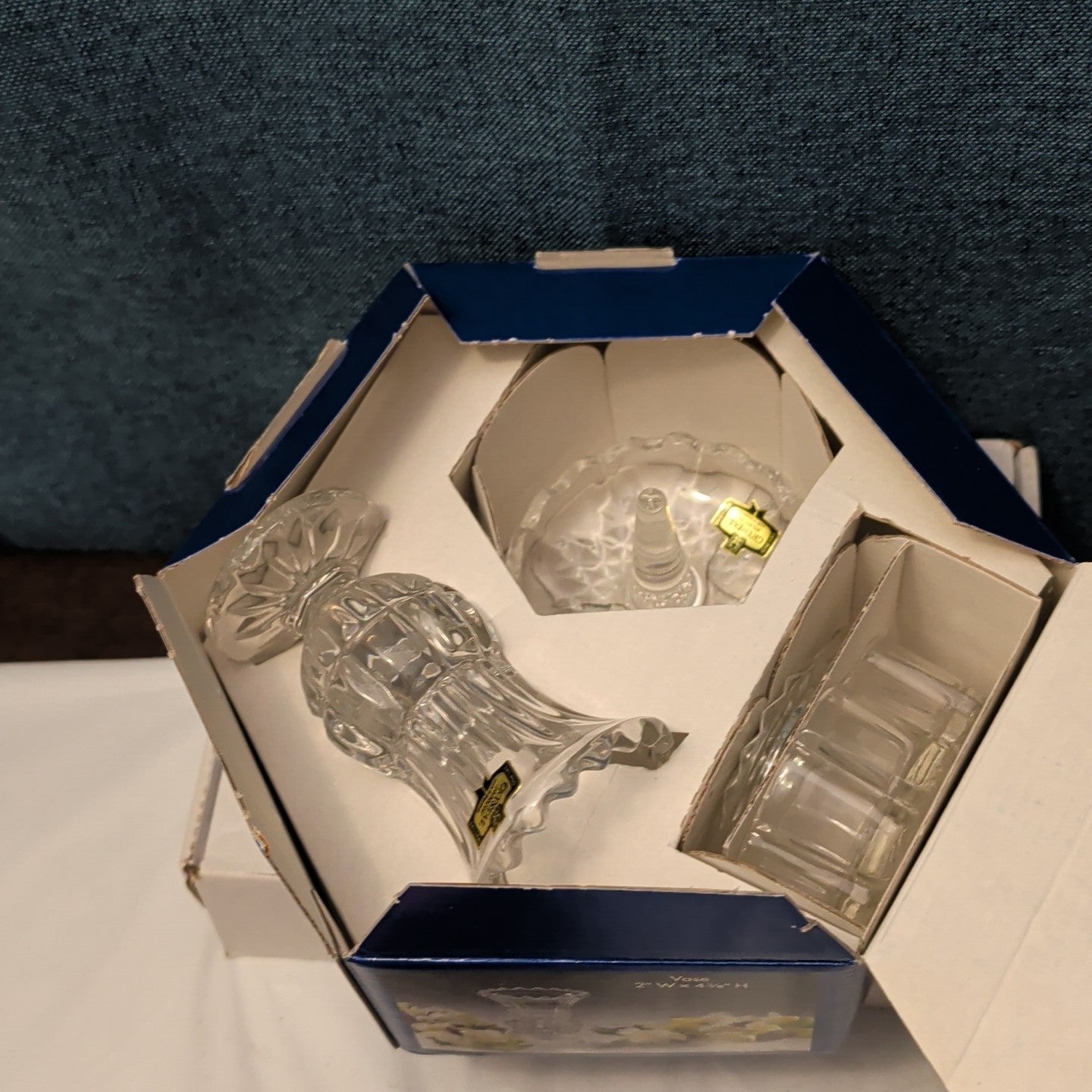 Forever Crystal 3pc Vanity Set | 24% Lead Crystal Zajecar Yugoslavia NEW IN BOX