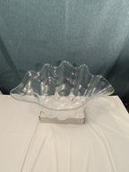 Large Acrylic Clam Shell Serving Bowl 18" Wavy Scalloped Beach House Centerpiece