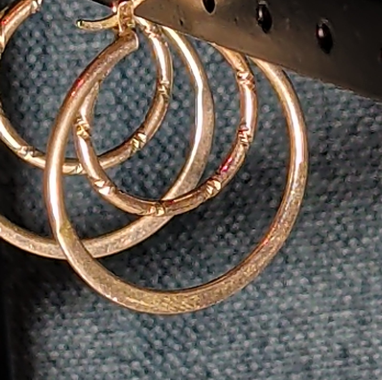 Double Hoop 925 Sterling Silver Textured Y2K