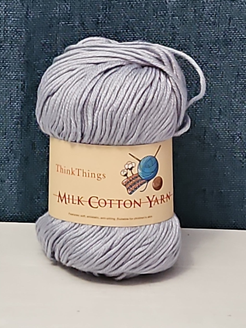 ThinkThings Milk Cotton Yarn | Soft Silver Grey 50g Skein Anti-Pilling