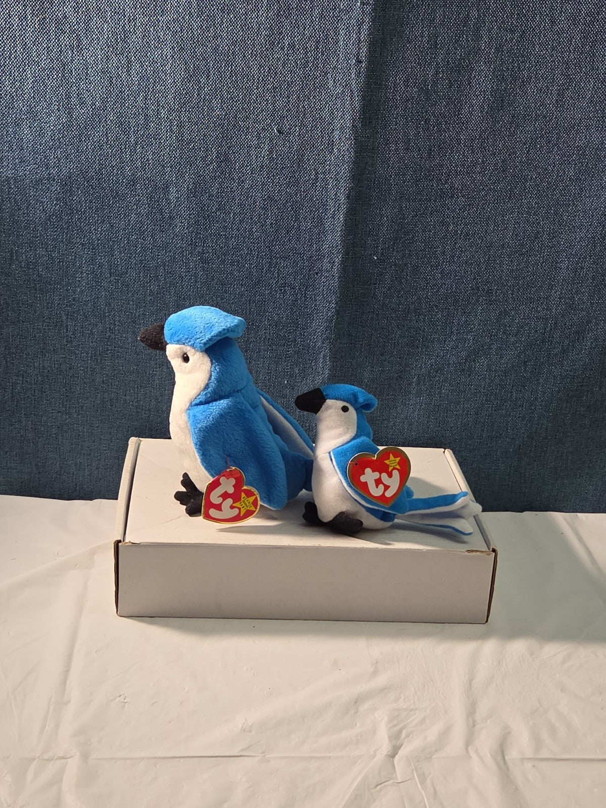 Ty Beanie Baby Rocket the Blue Jay Set Standard & Teenie Beanie 1998 NWT Bird