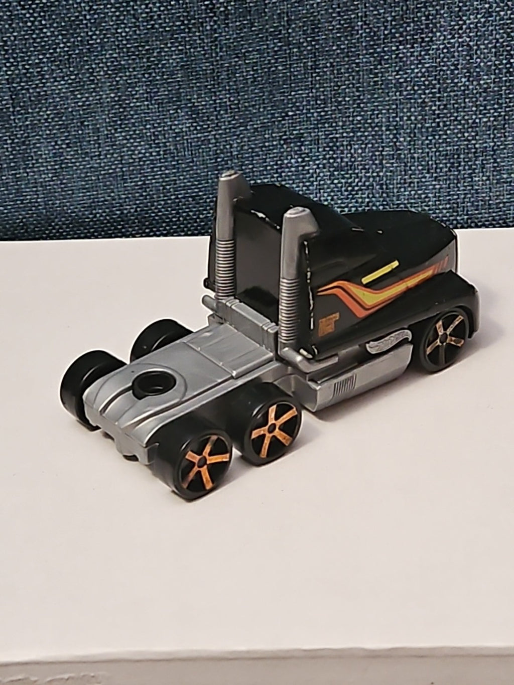 Hot Wheels Semi Truck Cab | Track Stars Black & Orange Racing Hauler
