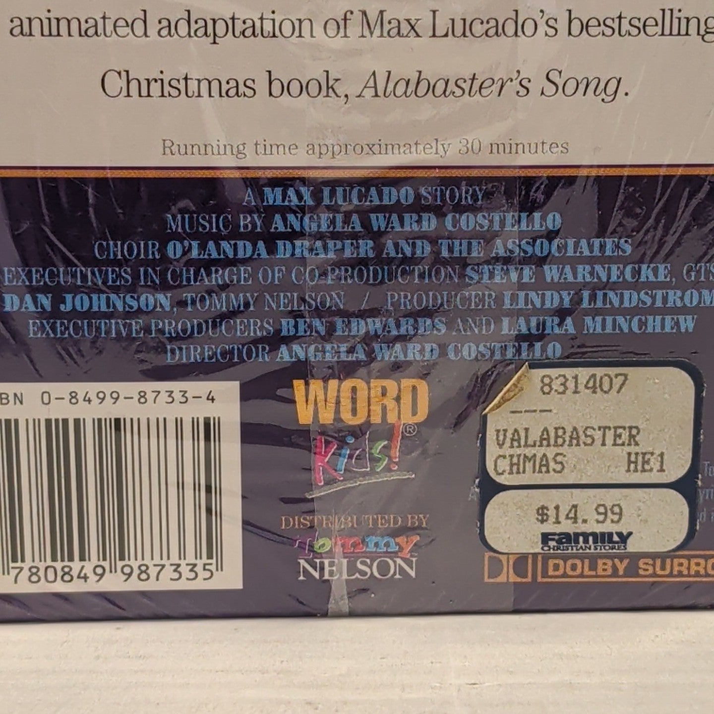 Alabaster's Song VHS Max Lucado Christmas Story Animated NEW SEALED Word Kids