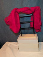 Red Chiffon Evening Shawl Wrap Capelet Bridal PreOwned 65x19