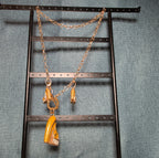 High Heel Shoe Pendant Necklace Gold Tone Rhinestone Y2K