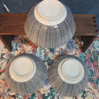 Royal Norfolk Set 3 Ceramic Bowls 6" Black White Dashed Swirl