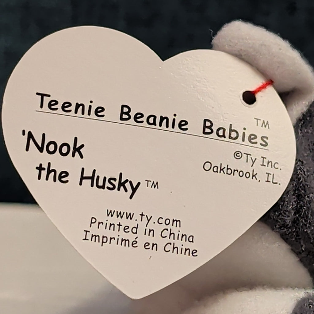 Ty Teenie Beanie Baby Nook the Husky 1999 McDonald's Plush Dog Grey White Tag
