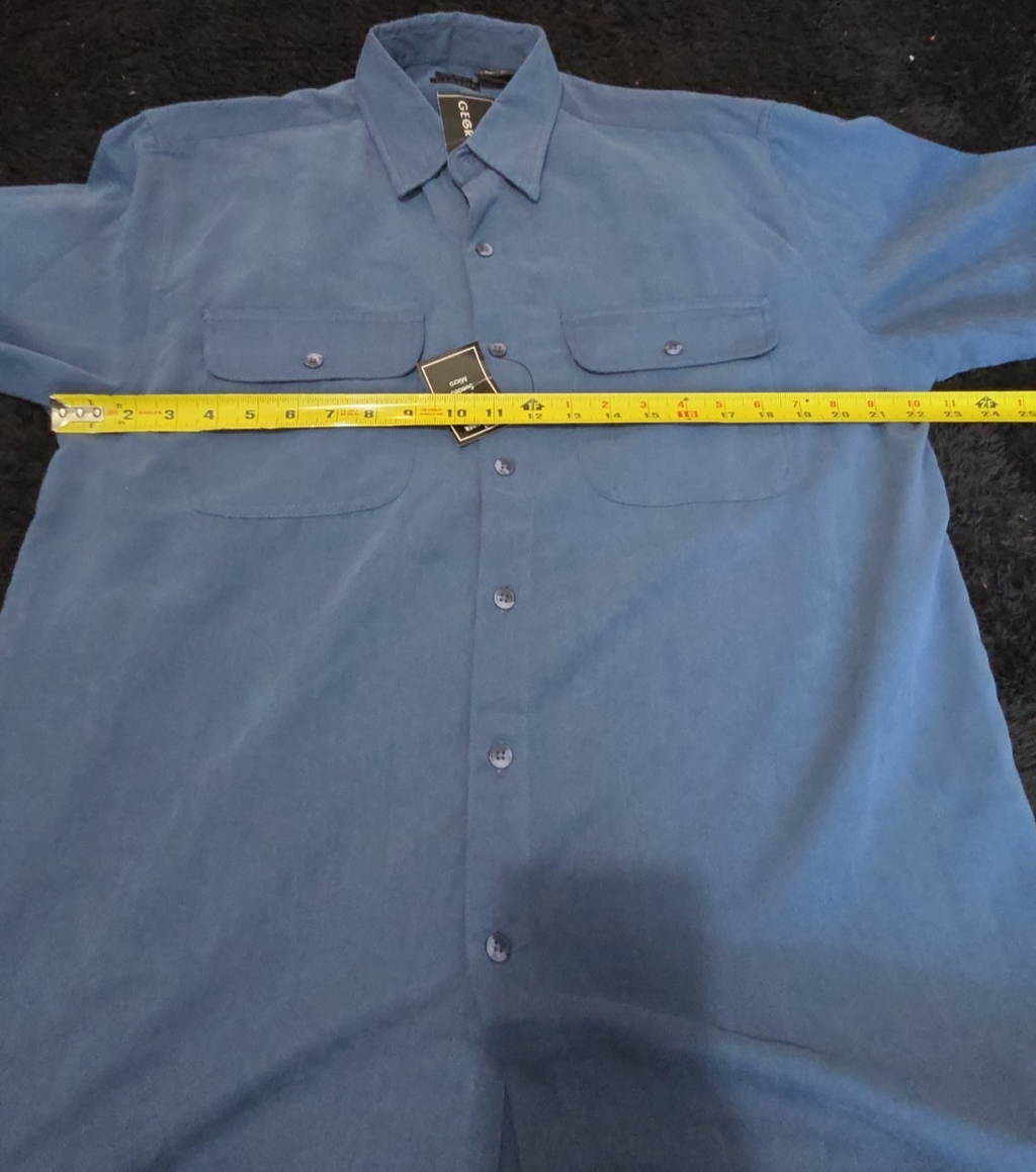 George Sueded Shirt Mens M Blue Long Sleeve Button Up NWT