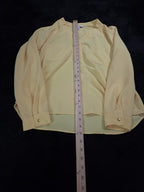 Nine West Petite XL PXL Yellow V-Neck Blouse Career Long Sleeve Pockets Popover