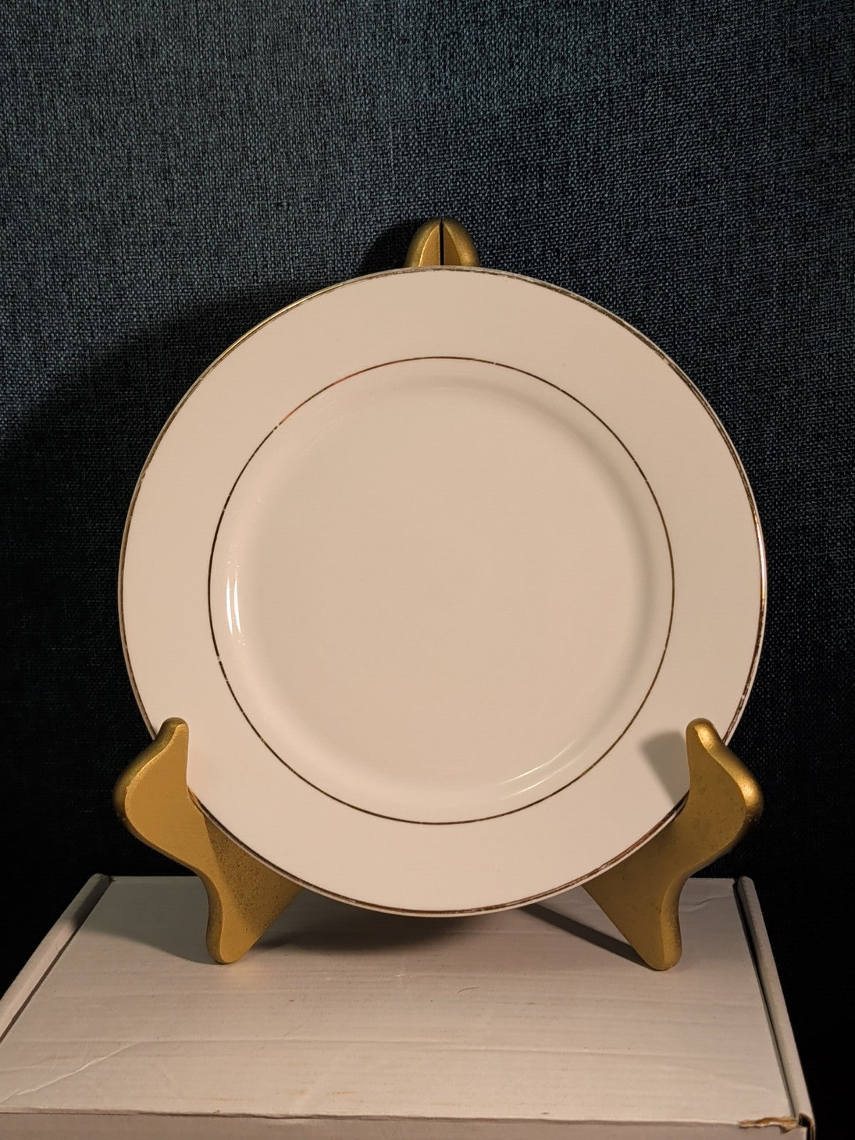 Home Essentials China Salad Plate White with Gold Rim Elegant Replacement