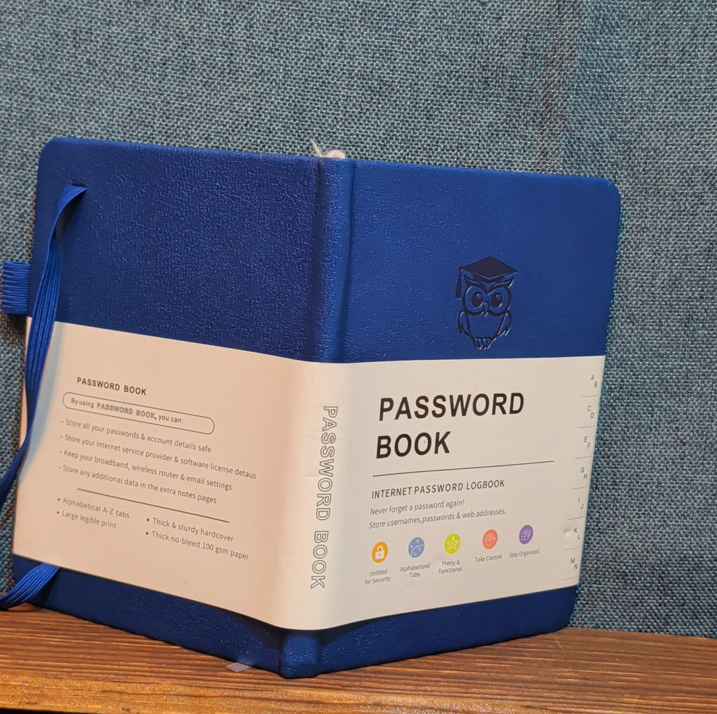 Password Book Internet Logbook Organizer Alphabetical Tabs Blue 4x5"