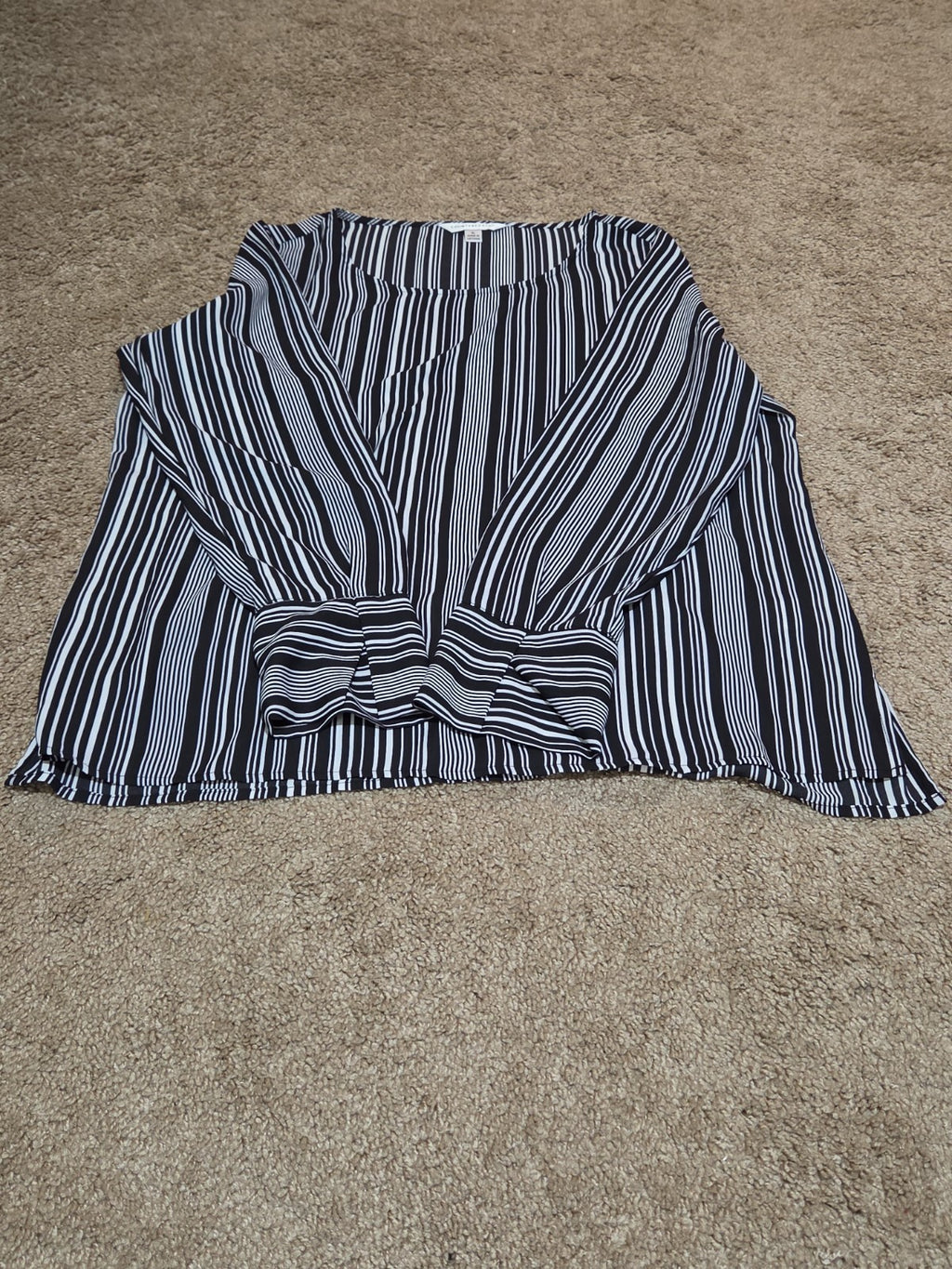 Counterparts Striped Blouse Women XL Black White Long Sleeve Top