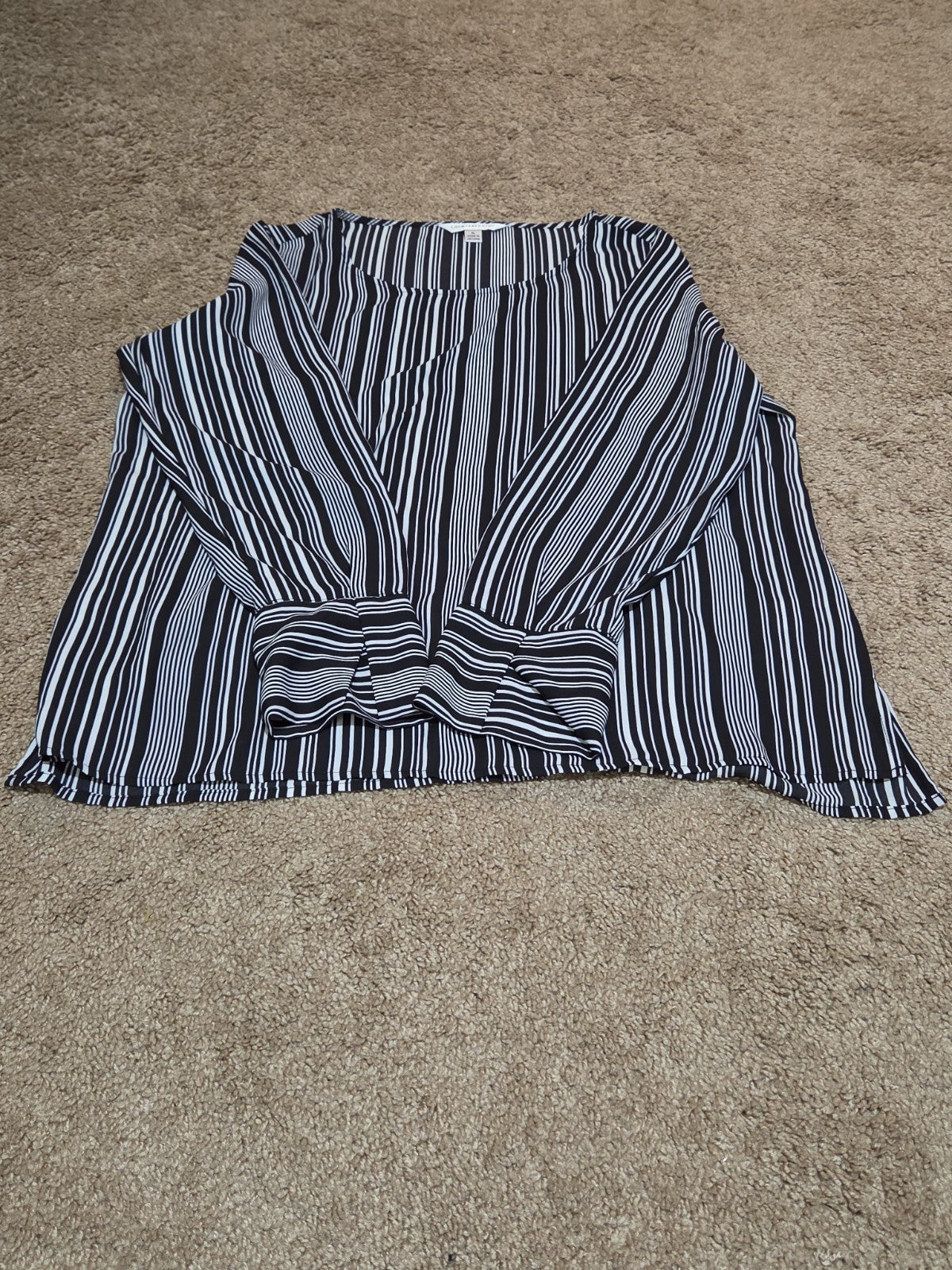 Counterparts Striped Blouse Women XL Black White Long Sleeve Top