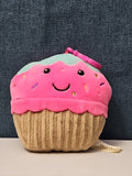 Dan Dee Cupcake Plush Keychain | Pink Happy Face Bag Clip | Kawaii Food Stuffed