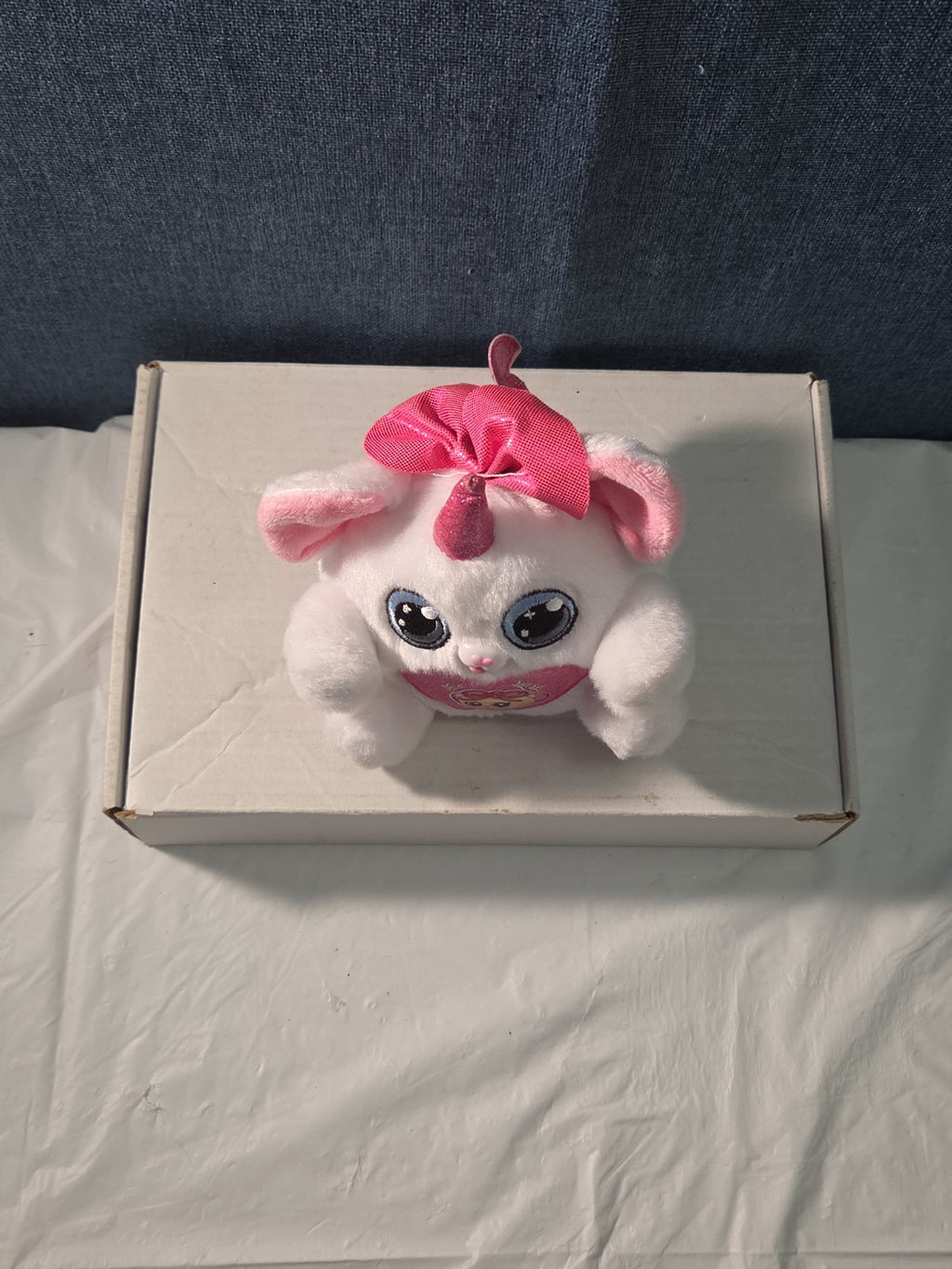 ZURU Rainbocorn Puppycorn Penny the Pug 5" Plush White Pink Bow Glitter Horn