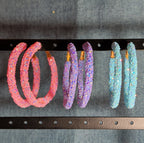 2" Sparkle Glitter Hoop Earrings 3 Pair Set Y2K