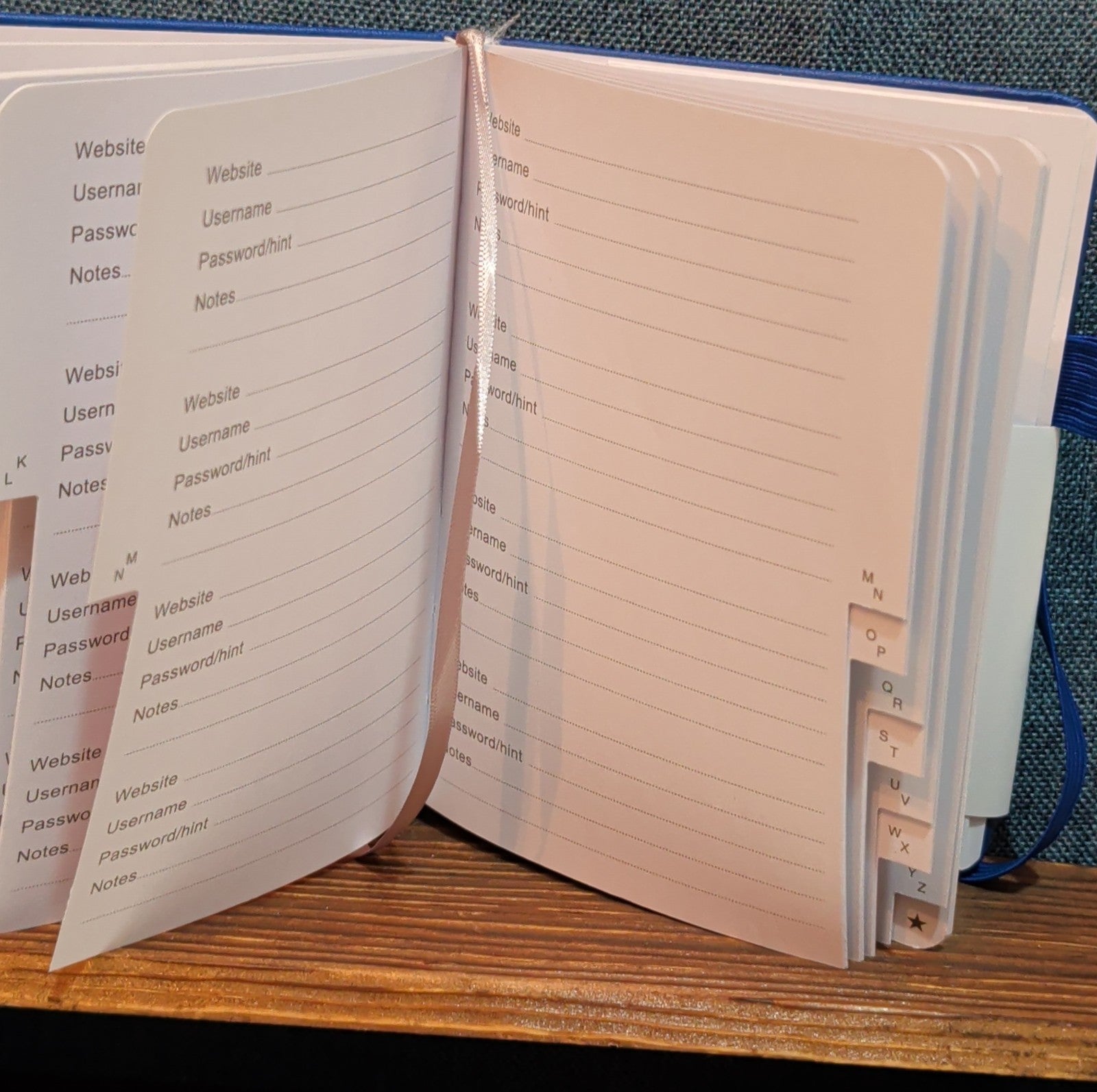 Password Book Internet Logbook Organizer Alphabetical Tabs Blue 4x5"