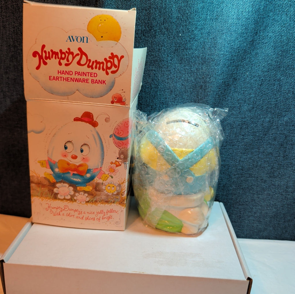 Vintage Avon Humpty Dumpty Ceramic Coin Bank 1982 Hand Painted Novelty Boxed