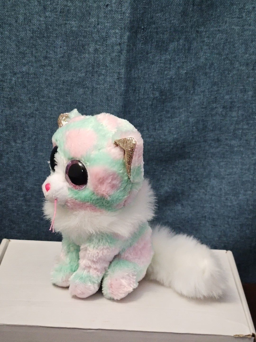 TY Beanie Boos Opal Cat Plush 6" | Pastel Pink & Green Tie Dye Kitty | No Tag