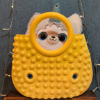 Large Yellow Pop Fidget Toy Silicone Handbag Tote Blue Eyes Kidcore