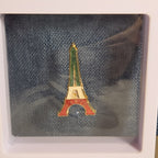 Paris Eiffel Tower Enamel Metal Brooch Vintage Pin